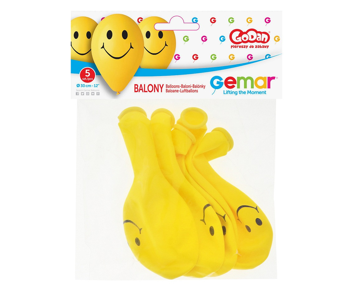 Balloons Gemar 12", pastel premium "smilies", 5pcs