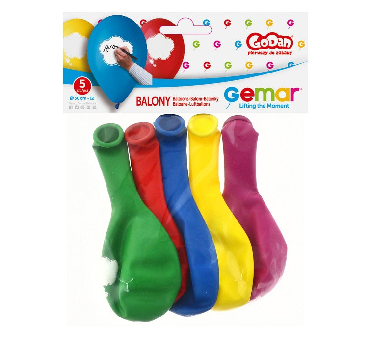 Balloons Gemar 12", pastel premium "your inscription", 5pcs EOL