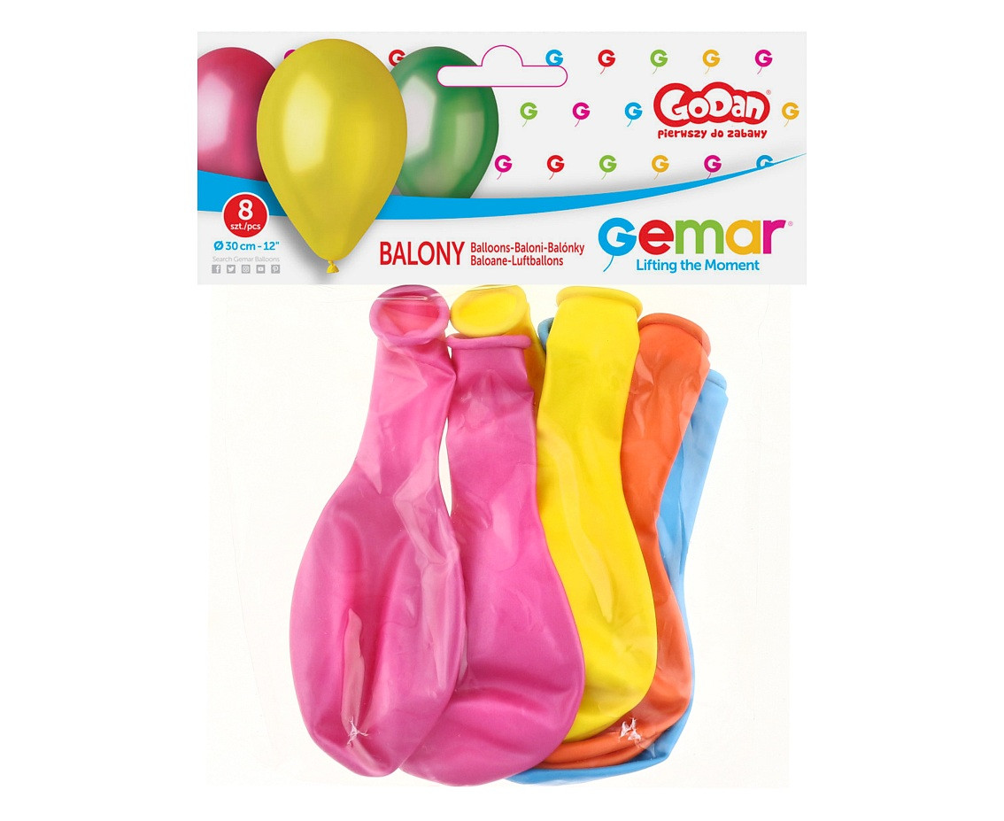 Balloons Gemar 12", premium, pearl coloured, metallic, 8pcs EOL