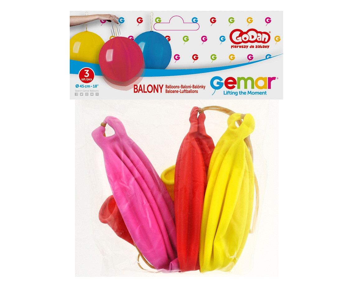 Balony Gemar, pastel premium piłki z gumką, 3szt.
