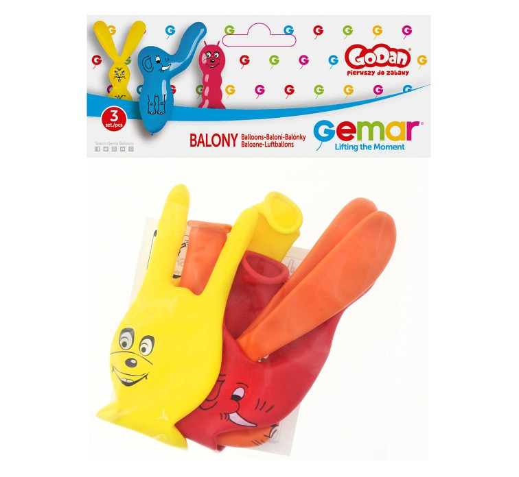 Balony Gemar, pastel premium figury, 3szt.