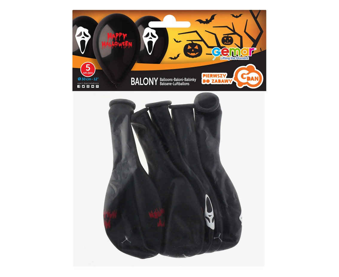 Balloons Gemar 12", pastel premium scary halloween, 5pcs