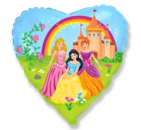 Foil balloon 18" FX - Princesses and the castle,  unpacked (flat) EOL