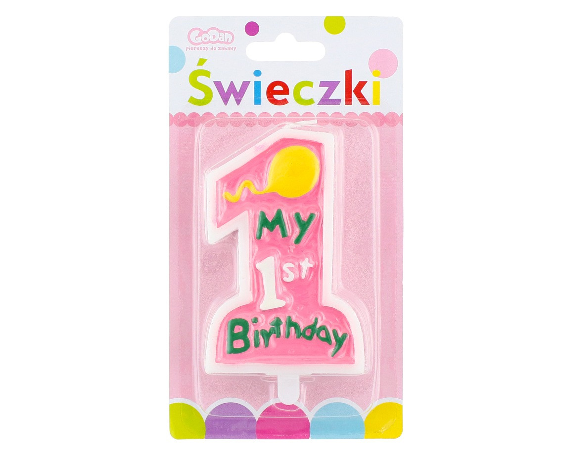 Candle "My 1st Birthday", pink EOL