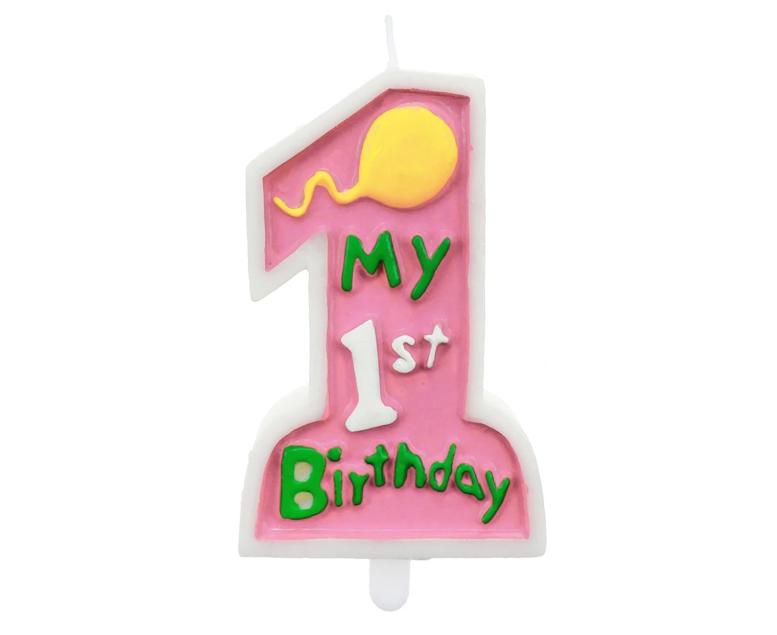Candle "My 1st Birthday", pink EOL
