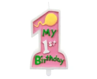 Candle "My 1st Birthday", pink EOL