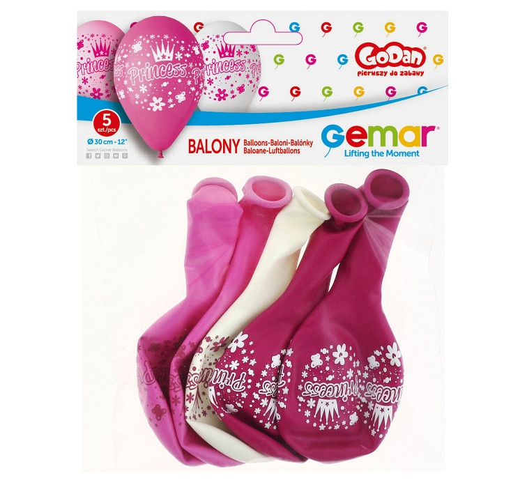 Balloons Gemar 12", pastel premium princess, 5pcs