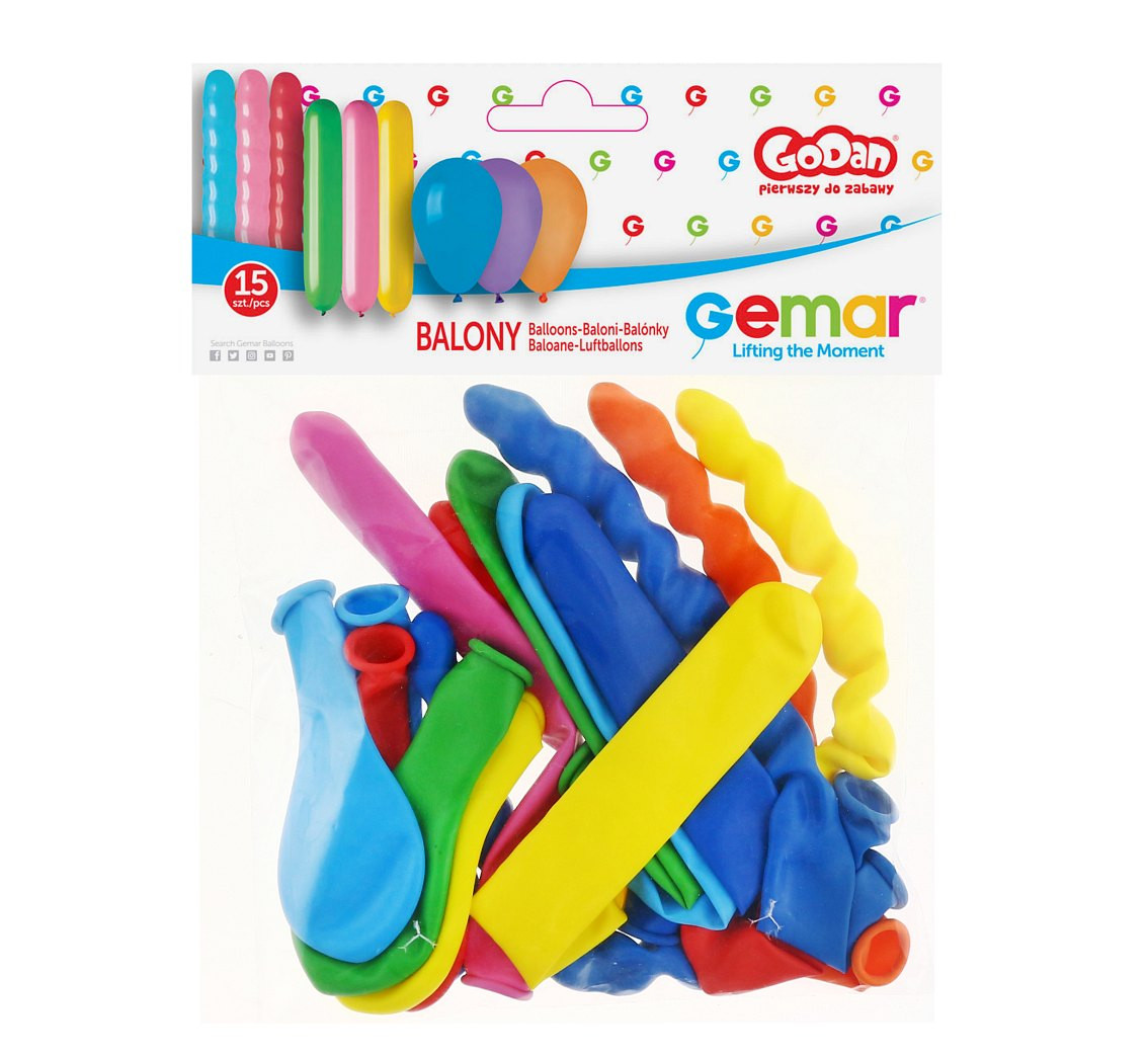 Balloons Gemar 5", pastel premium various shapes, 15pcs