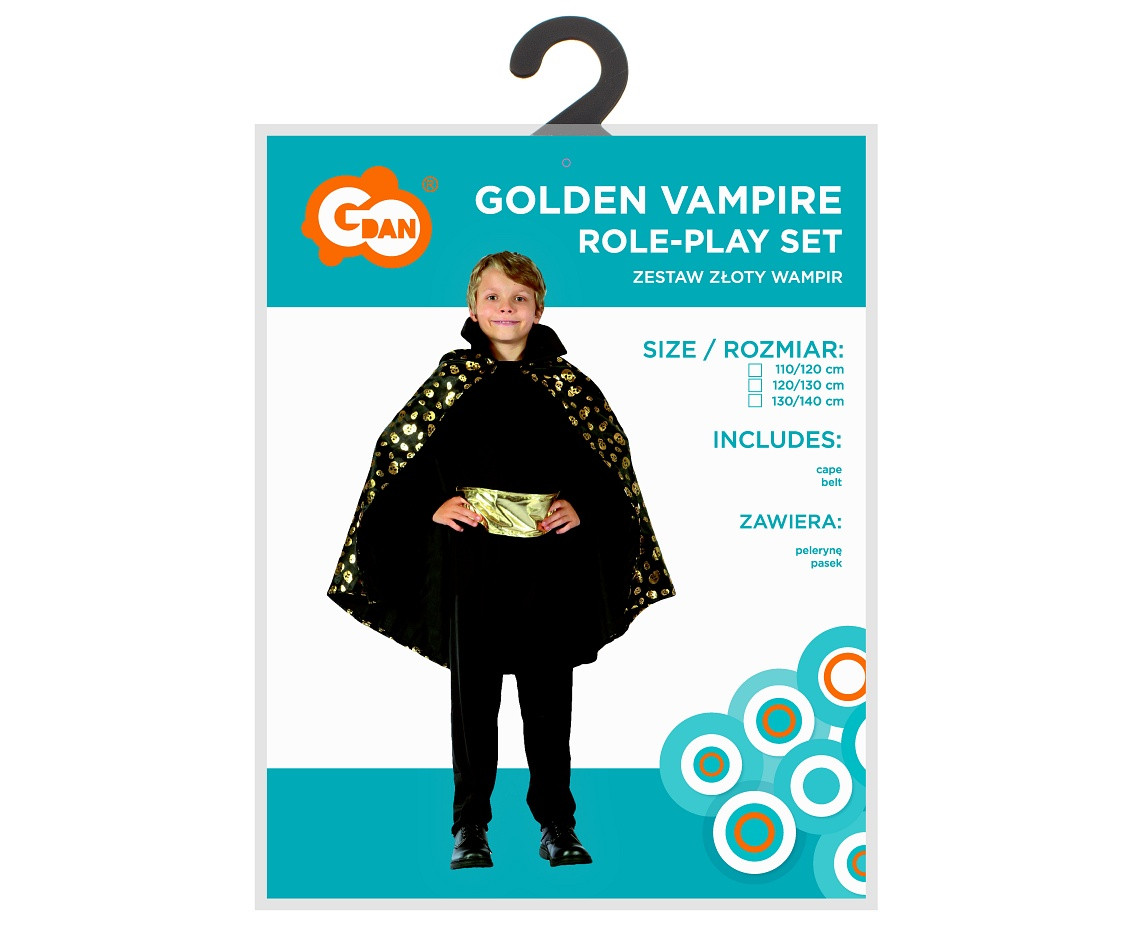 Golden Vampire role-play set (cape, belt), size 120/130 cm EOL