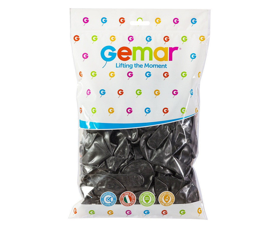 Balloons Gemar 10", metallic black, 100pcs