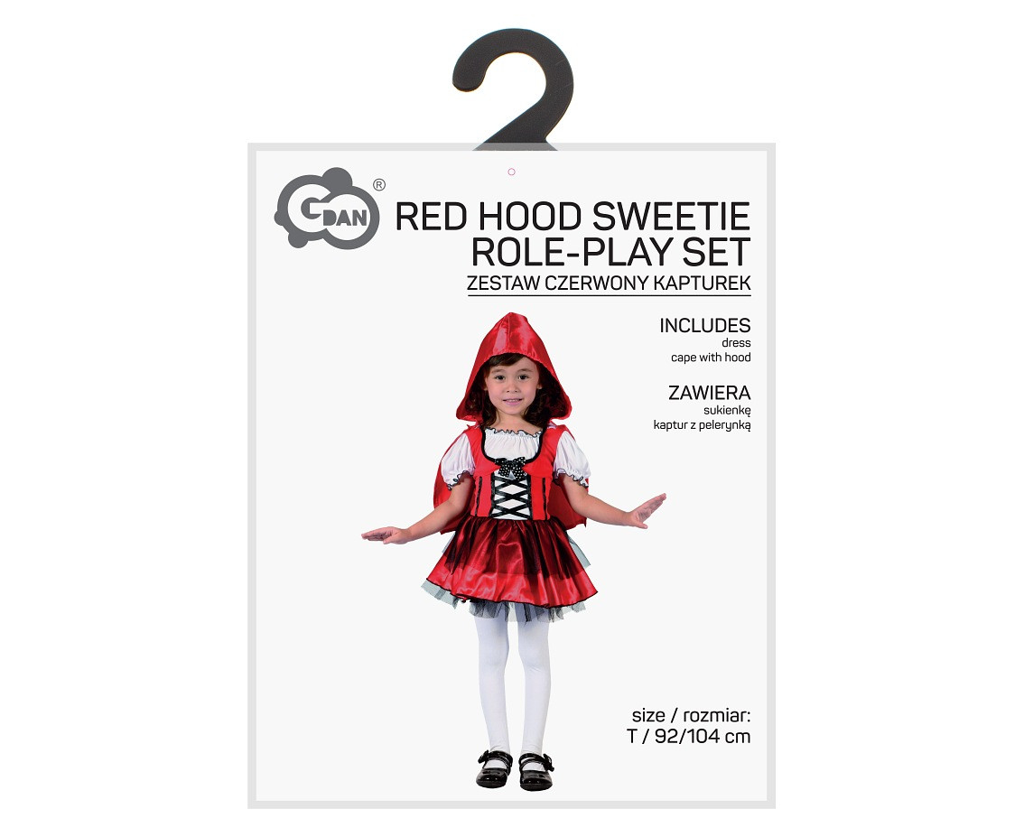Red Hood Sweetie role-play set for kids (dress, cape with hood), size 92/104 cm