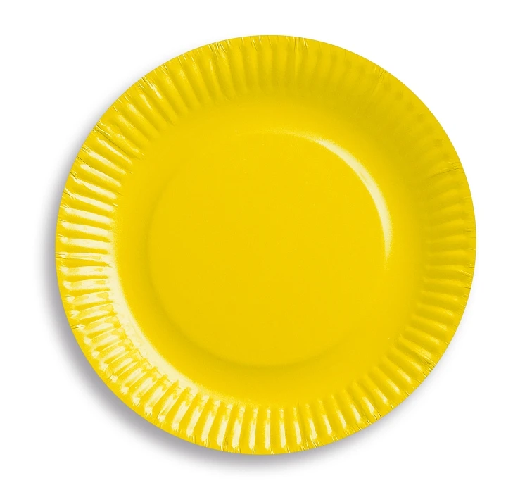 Paper plates, solid colour, yellow, 18 cm, 6 pcs