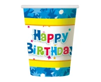 Paper cups "Happy Birthday - blue", 270 ml / 6 pcs EOL