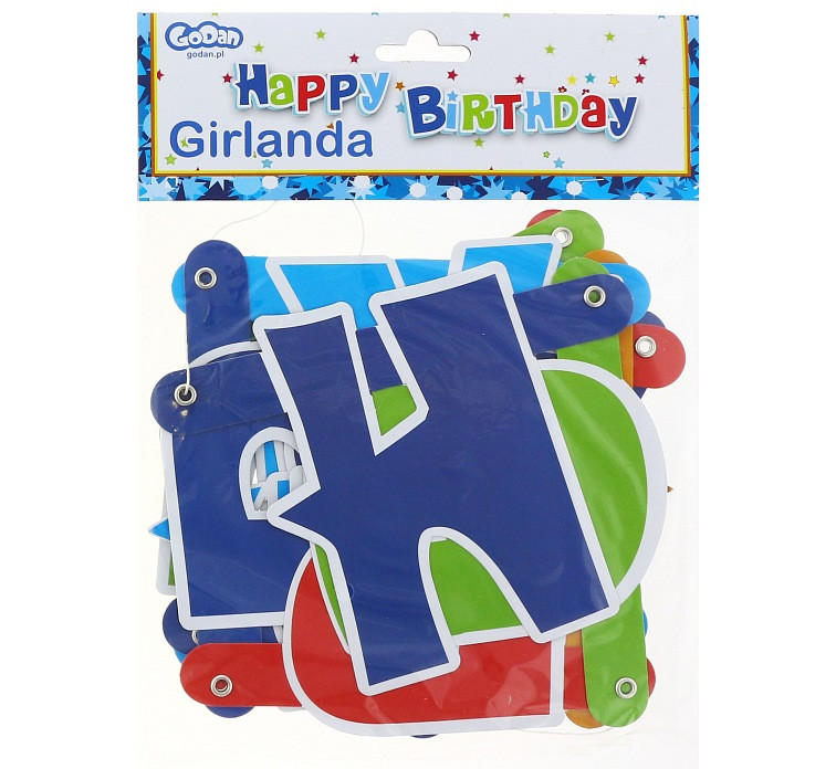 Happy Birthday garland, blue, 1.8 m EOL