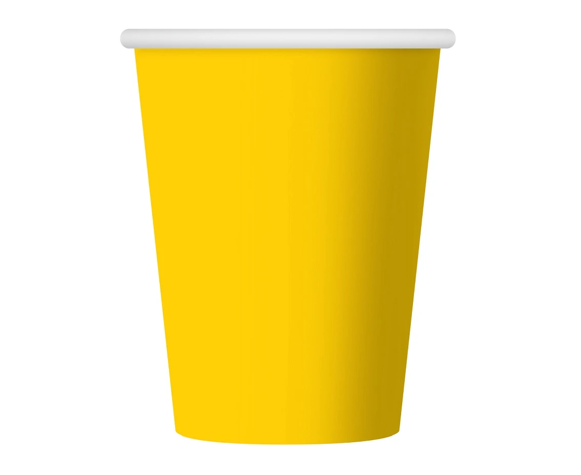 Paper cups, solid colour, yellow, 250 ml / 6 pcs