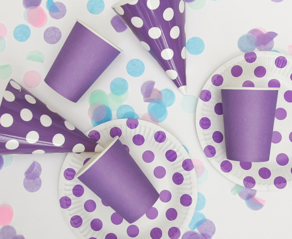 Paper cups, solid colour, lavender, 250 ml/ 6 pcs