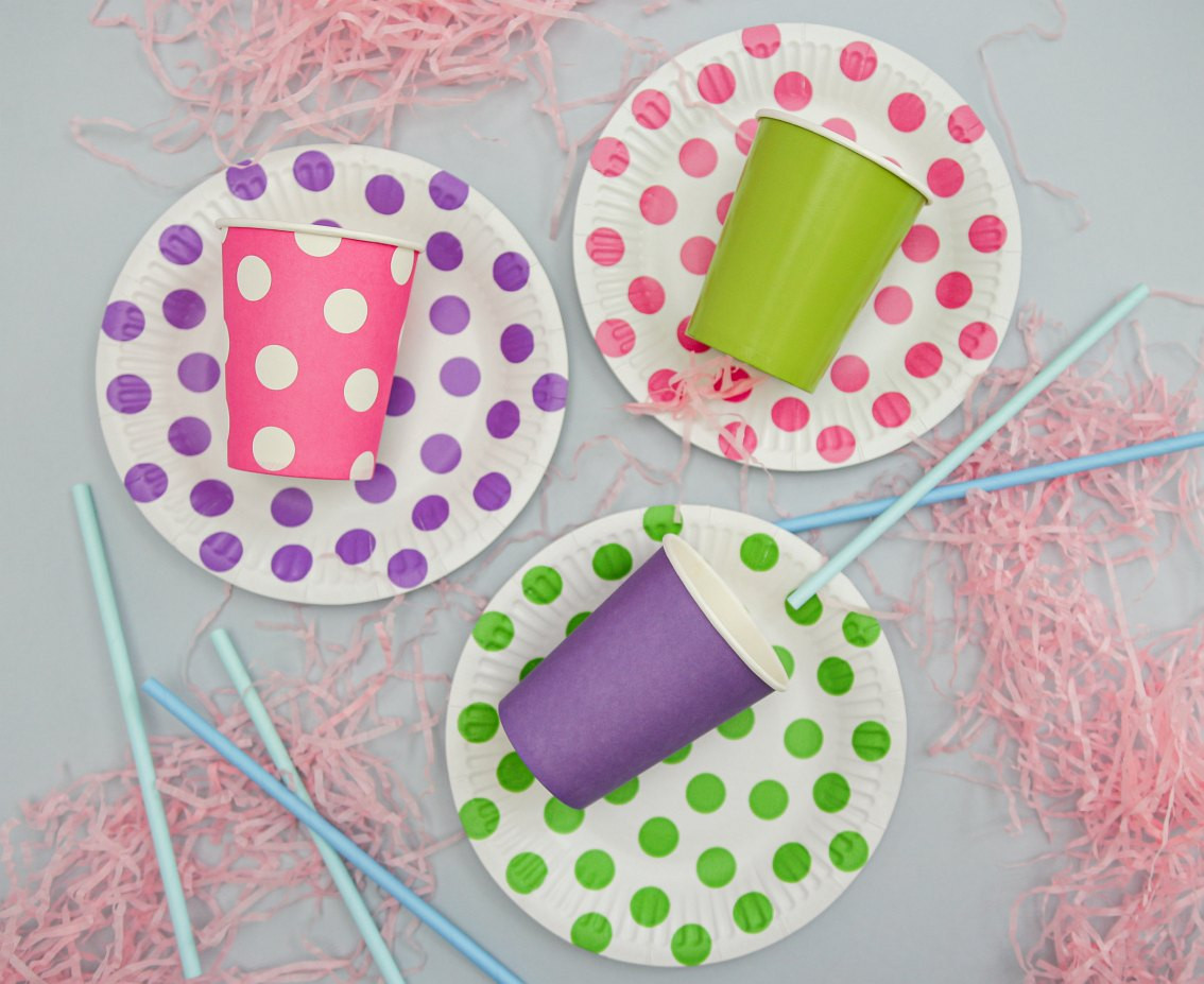 Paper cups, solid colour, lavender, 250 ml/ 6 pcs