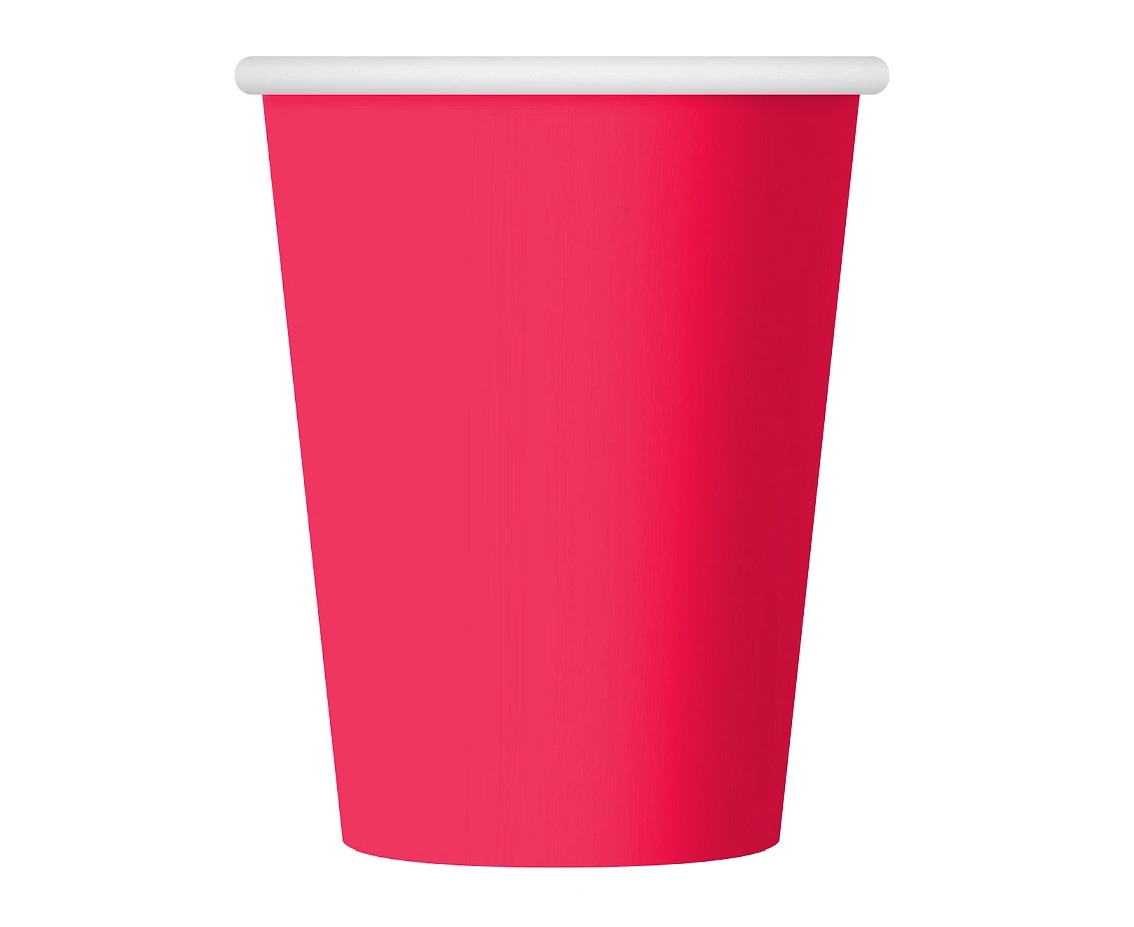 Paper cups, solid colour, pink, 250 ml / 6 pcs