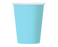 Paper cups, solid colour, light blue, 250 ml / 6 pcs
