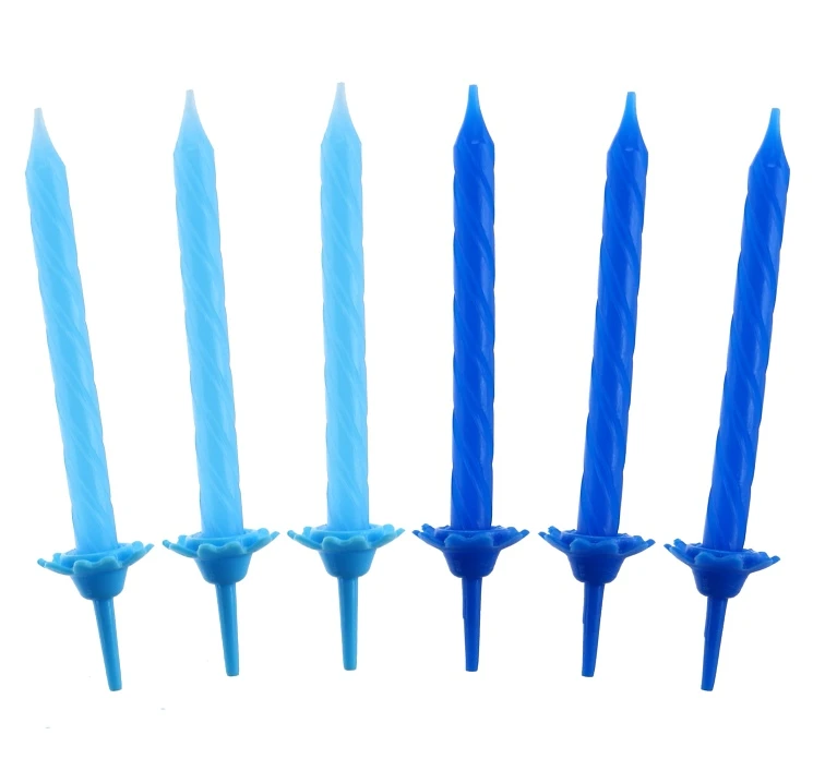 Birthday Candles 24/12, blue collection, pattern no 2, 7,5 cm