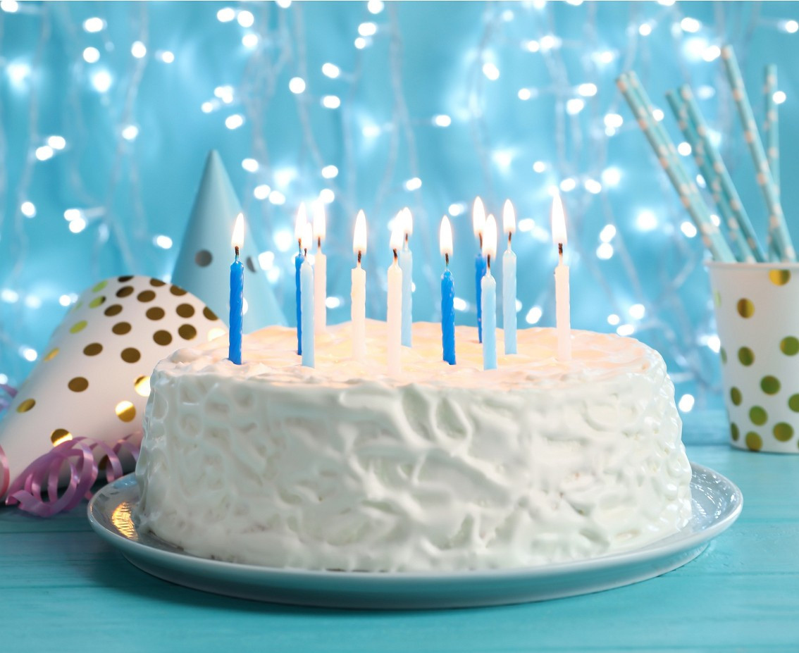 Birthday Candles 24/12, blue collection, pattern no 3, 7,5 cm
