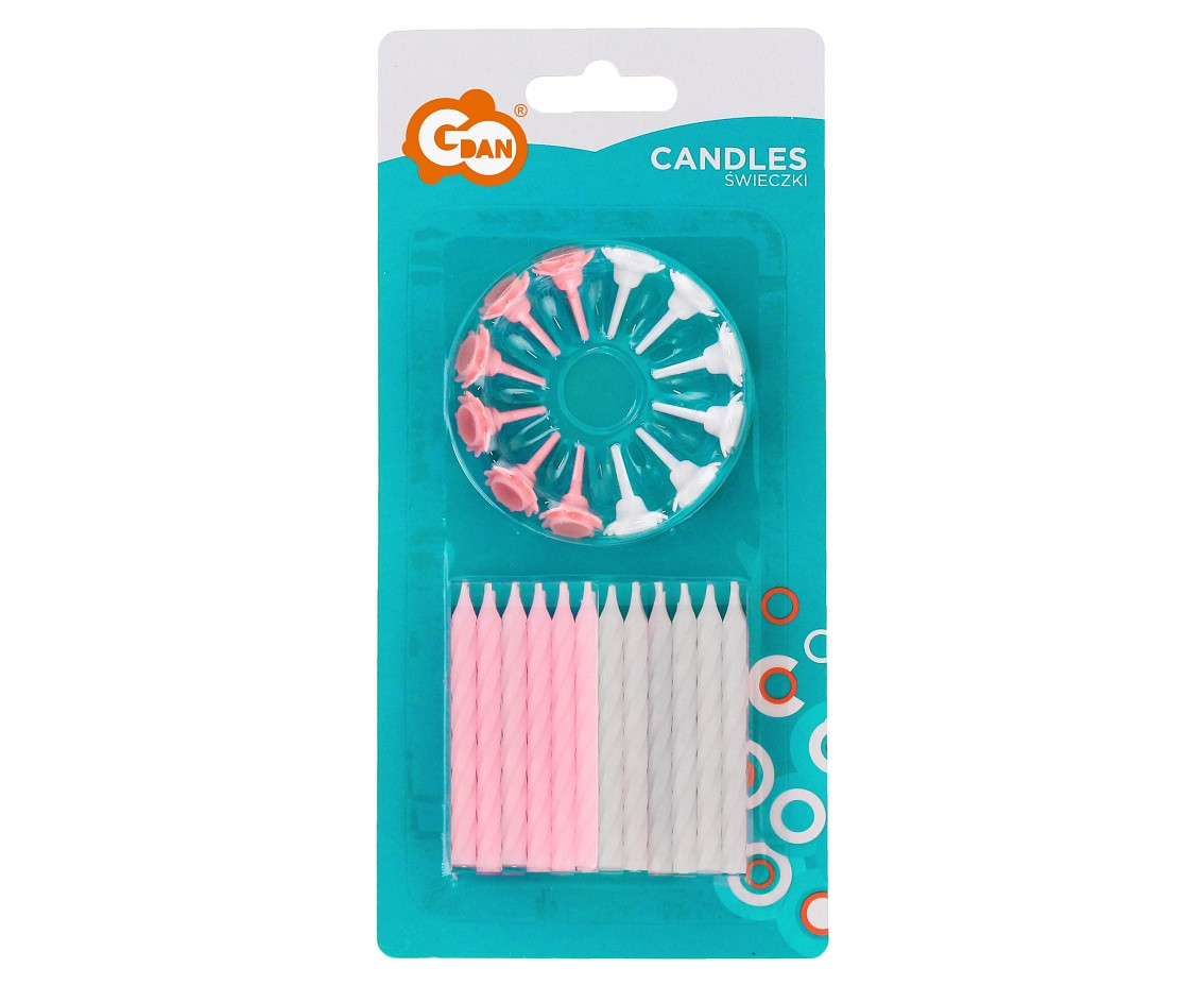 Birthday Candles 24/12, pink collection, pattern no 4, 7,5 cm