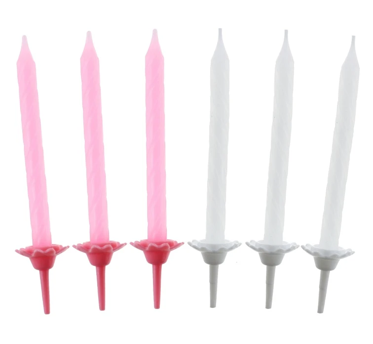 Birthday Candles 24/12, pink collection, pattern no 4, 7,5 cm
