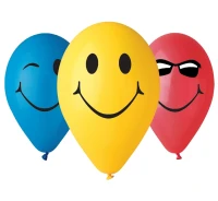 Balloons Gemar 12", premium 3 smileys, 5pcs
