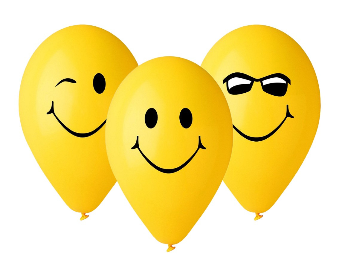 Balloons Gemar 12", pastel premium "3 smiles", yellow, 5pcs