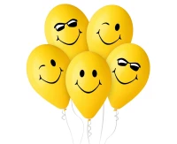 Balloons Gemar 12", pastel premium "3 smiles", yellow, 5pcs