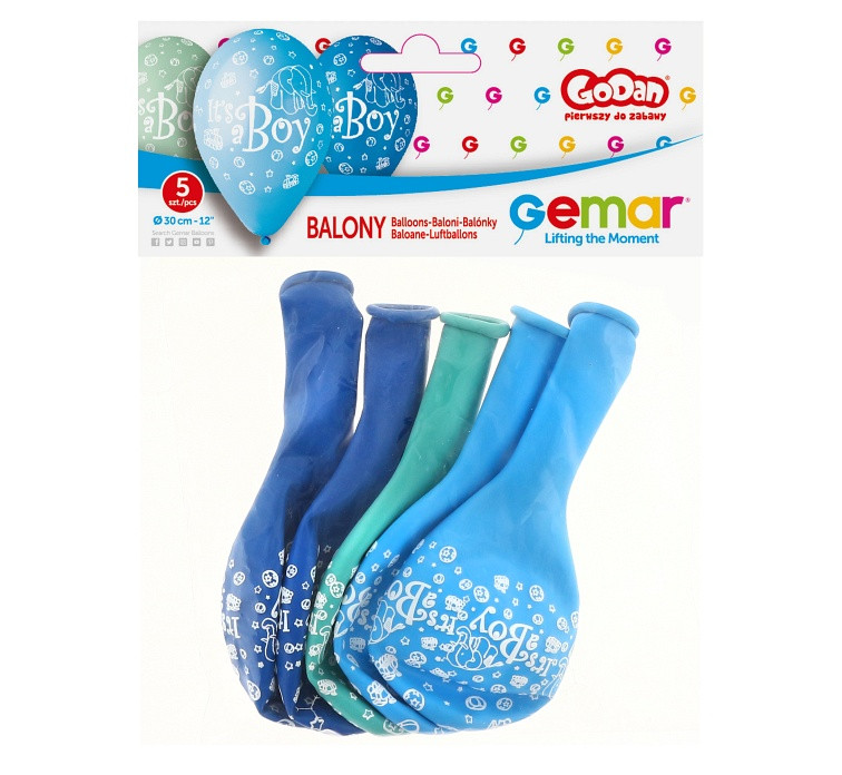 Balloons Gemar 12", pastel premium balloon its a boy, 5pcs