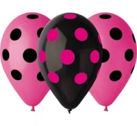 Balloons Gemar 12", pastel premium "hen night" dots, 5pcs EOL