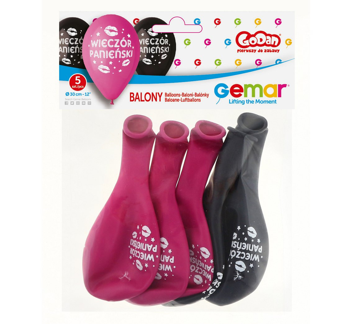 Balloons Gemar 12", pastel premium "hen night bachelorette party", 5pcs EOL