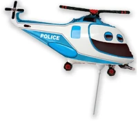 Foil balloon 14" FX - Police helicopter blue,  unpacked (flat)