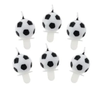 Birthday Candles 6/6, "Soccer ball shape", with holders