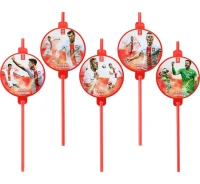 Flexible drinking straws with medallion PZPN, 5 pcs.