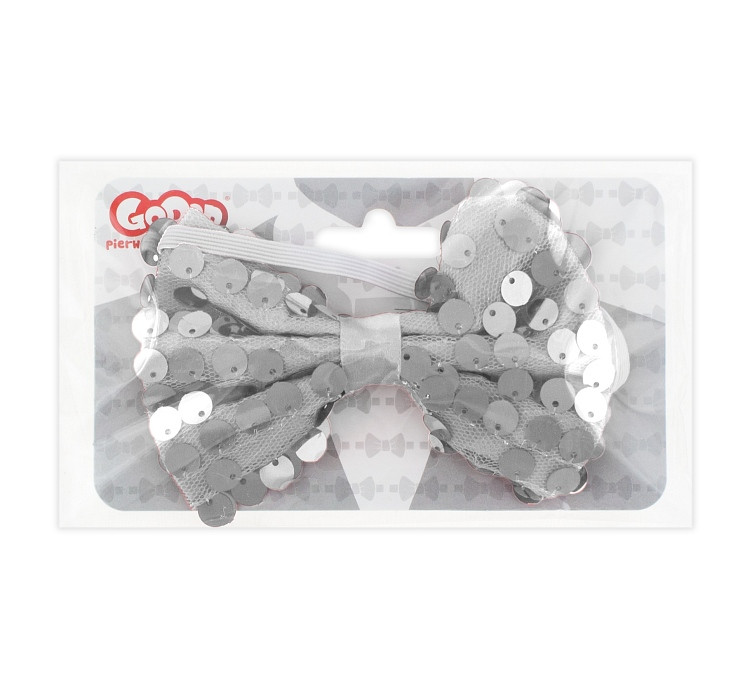 Bow-tie with sequins, silver EOL