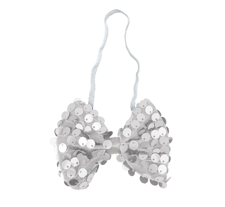 Bow-tie with sequins, silver EOL