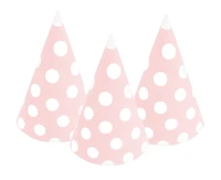 Paper hats Polka Dots, pink, 6 pcs