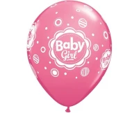 Balloons Anagram 11", QL "Baby Girl", baby girl dots, mix: light pink, pink, lavender, 6pcs EOL