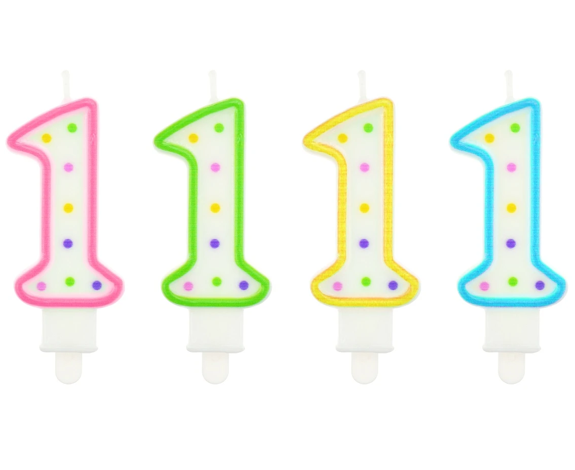 Birthday candle Polka Dots - digit 1, 8 cm
