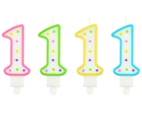 Birthday candle Polka Dots - digit 1, 8 cm