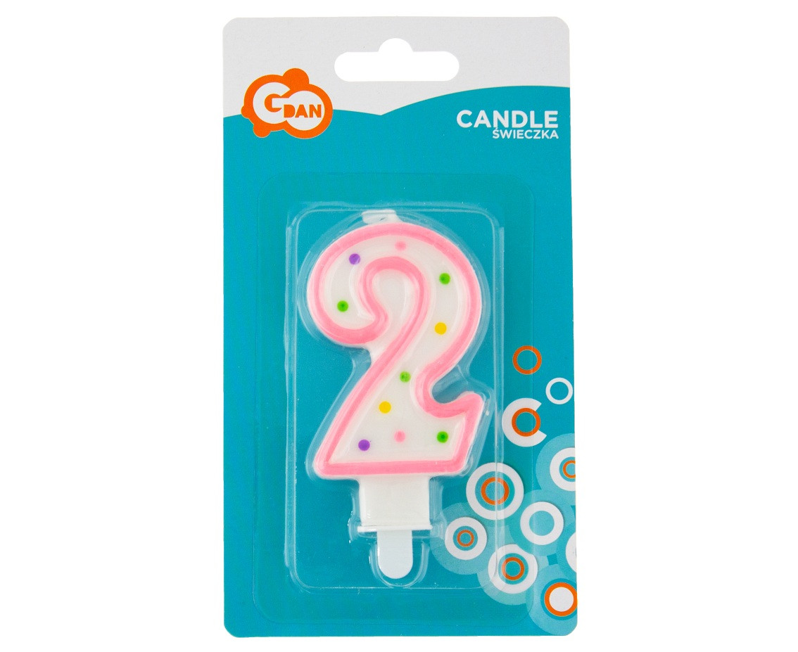 Candle number with dots 2, 8 cm