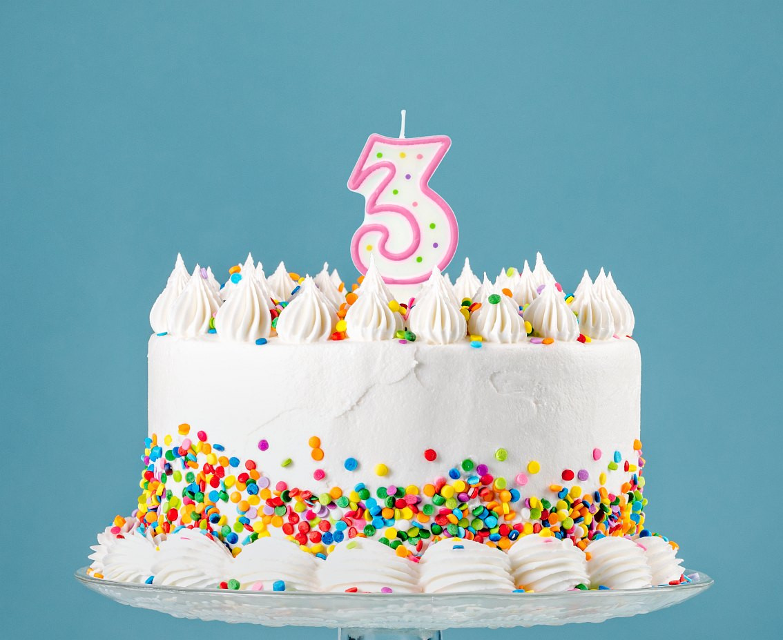 Candle number with dots 3, 8 cm