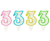 Candle number with dots 3, 8 cm