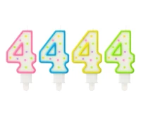 Birthday candle Polka Dots - digit 4, 8 cm
