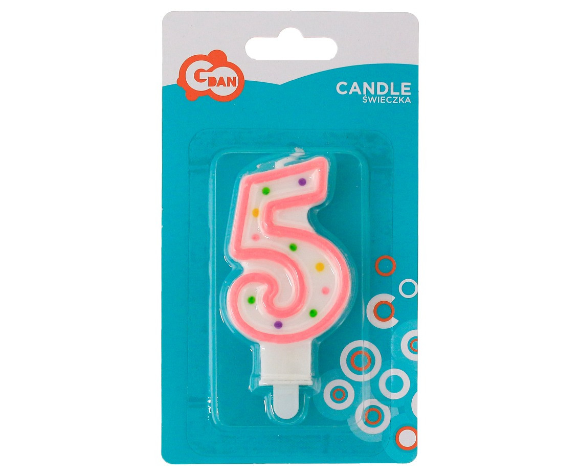 Candle number with dots 5, 8 cm