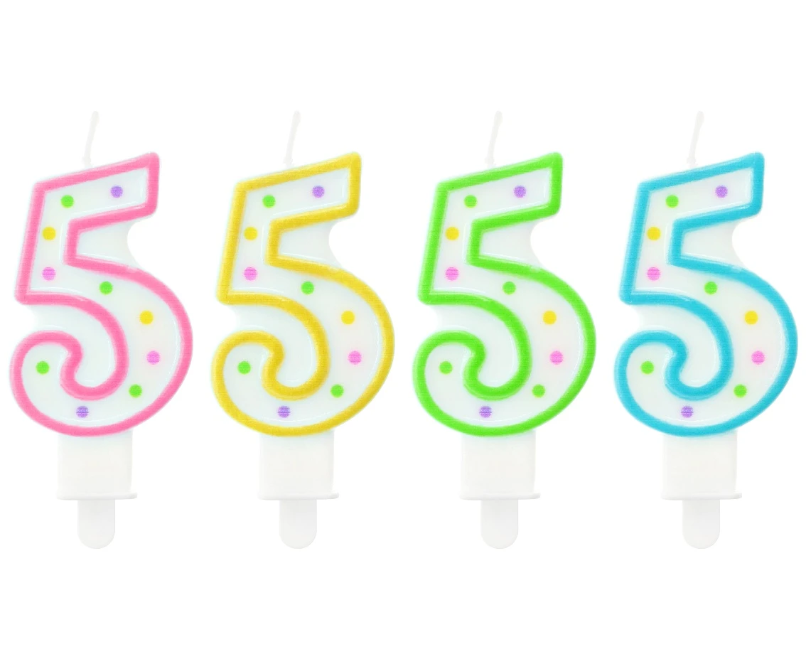 Candle number with dots 5, 8 cm