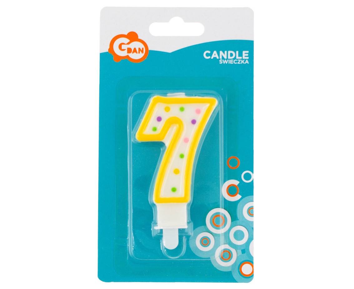 Candle number with dots 7, 8 cm