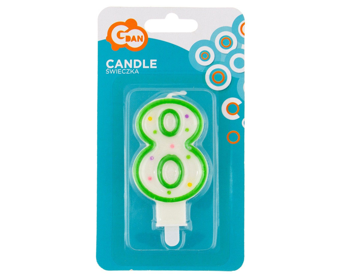 Candle number with dots 8, 8 cm